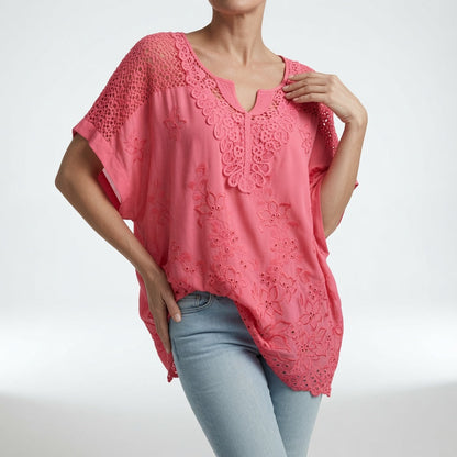 Brodérine — Blusa amplia con encaje bordado