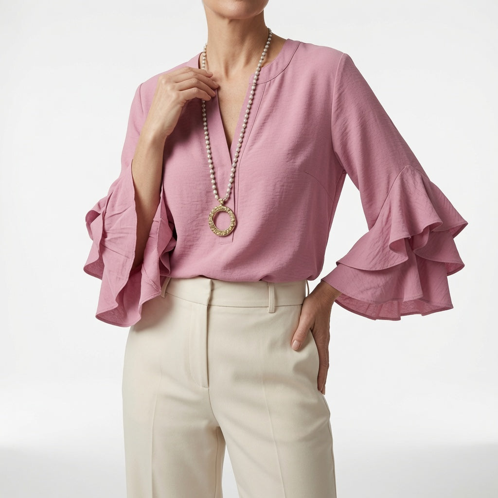 Mélorisse — Blusa fluida con mangas volantes elegantes