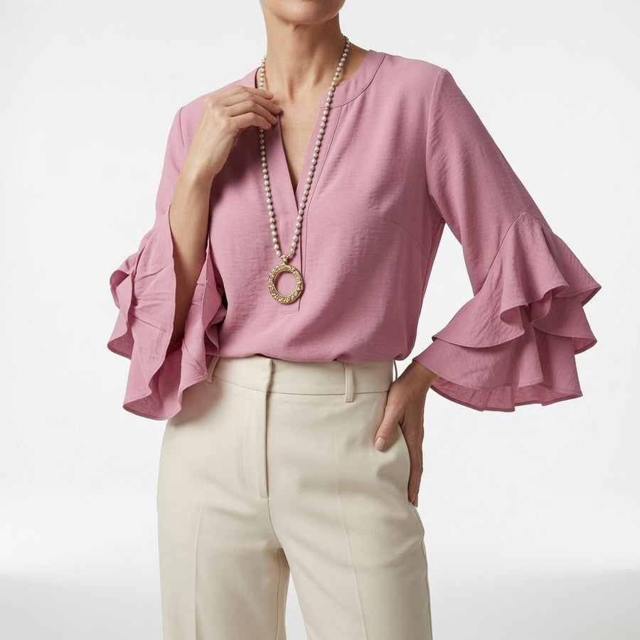 Mélorisse — Blusa fluida con mangas volantes elegantes