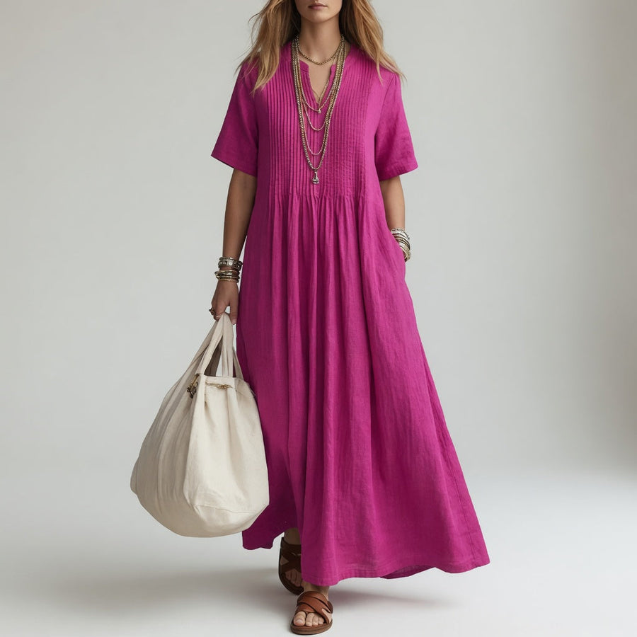 Pélagie — Vestido largo de algodón con cuello V