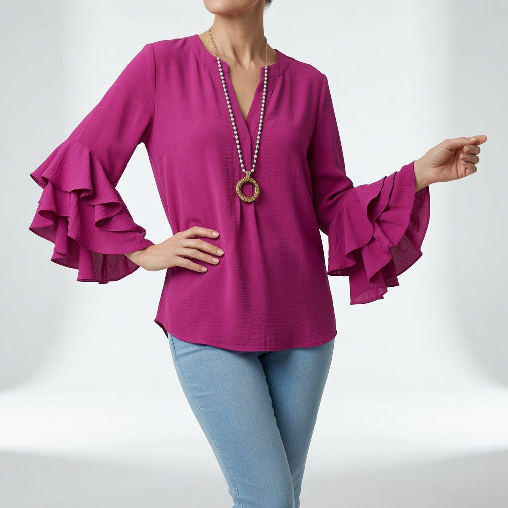 Mélorisse — Blusa fluida con mangas volantes elegantes