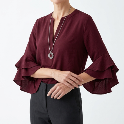 Mélorisse — Blusa fluida con mangas volantes elegantes