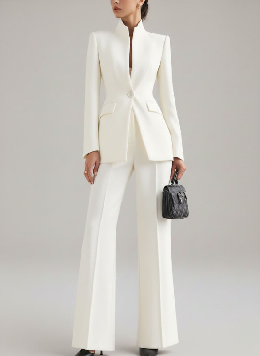 Dominique — Traje de pantalón azul marino elegante