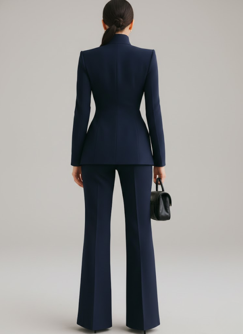 Dominique — Traje de pantalón azul marino elegante