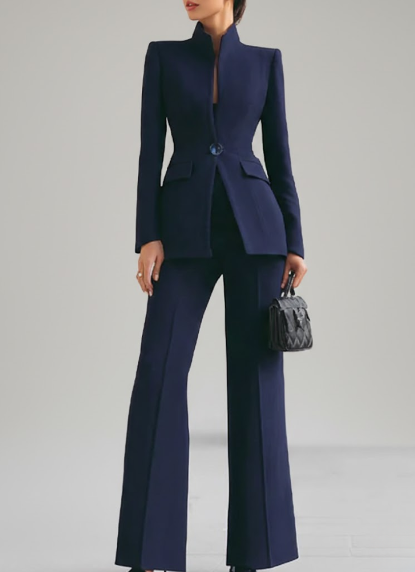 Dominique — Traje de pantalón azul marino elegante