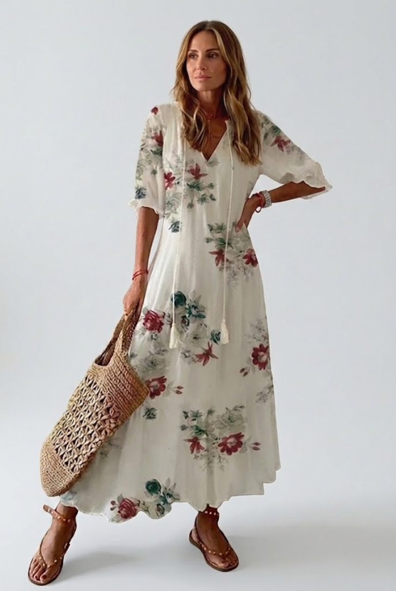 Élodie — Vestido maxi floral de terciopelo elegante