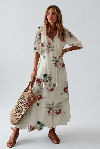 Élodie — Vestido maxi floral de terciopelo elegante