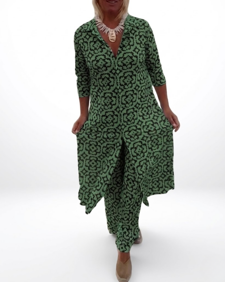 Camilla — Conjunto fluido con estampado elegante