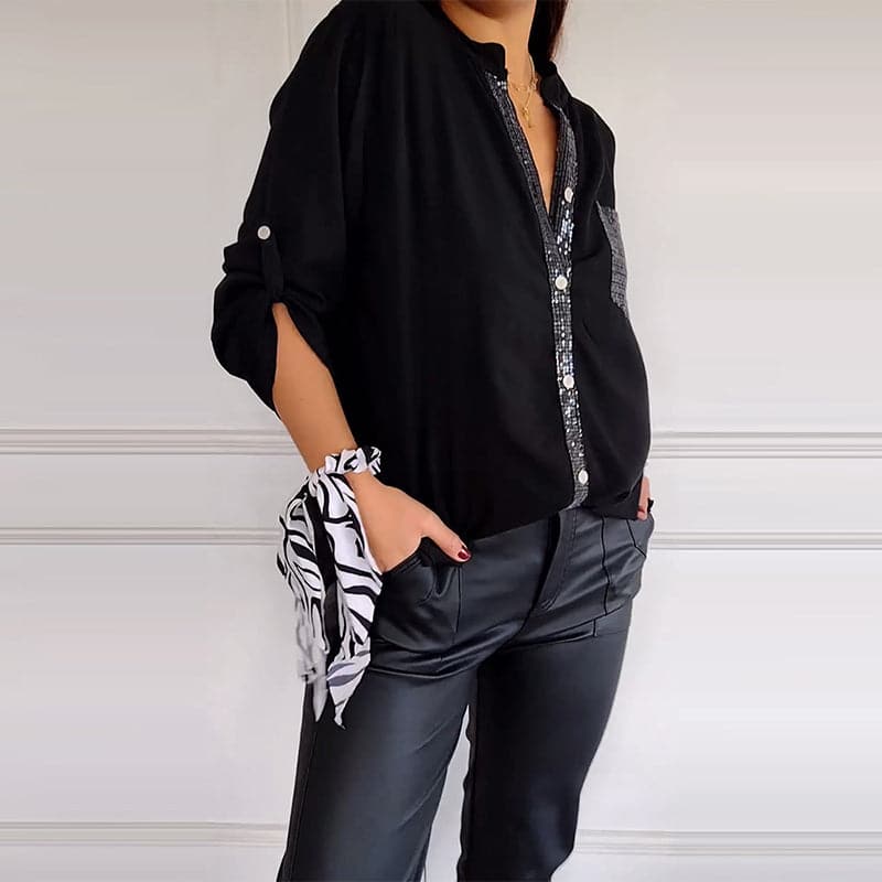 Marina — Top elegante con detalles brillantes