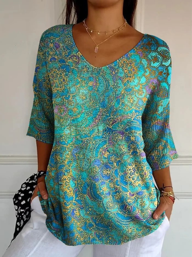 Bérangère — Blusa fluida elegante con estampado refinado