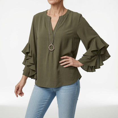 Mélorisse — Blusa fluida con mangas volantes elegantes