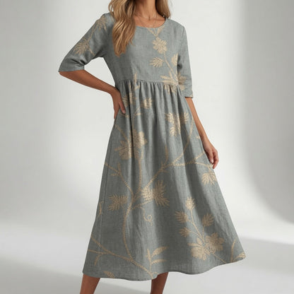 Santorine — Vestido maxi floral con escote en V