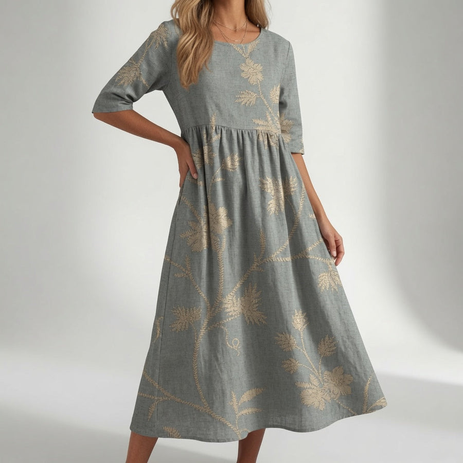 Santorine — Vestido maxi floral con escote en V