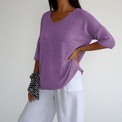 Lyséline — Jersey fluido de corte V elegante
