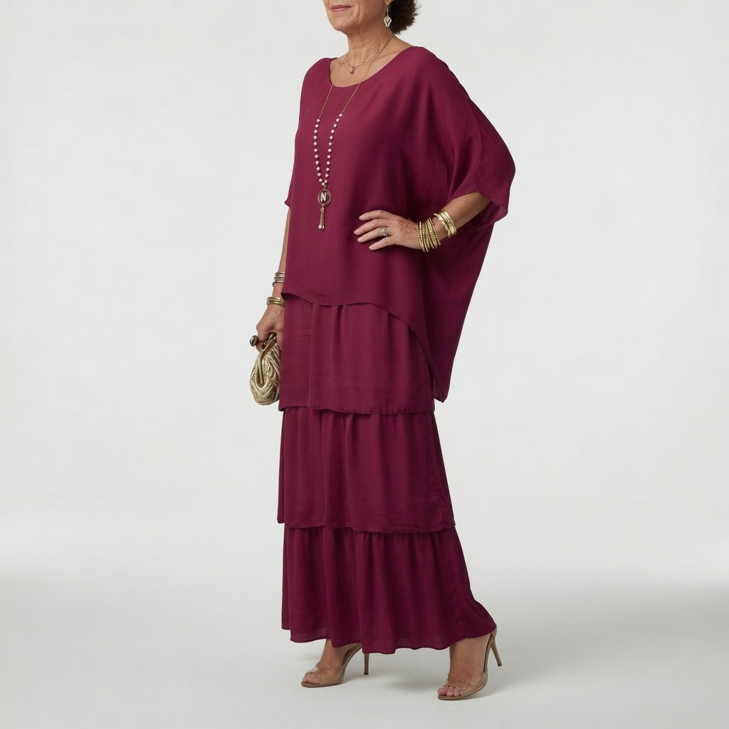 Émeline — Vestido maxi fluido con volantes bohemios