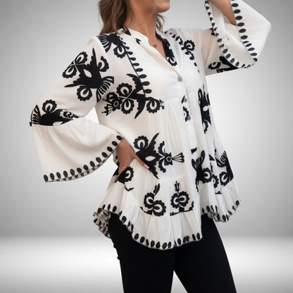 Théodeline — Blusa bohemia con bordados florales