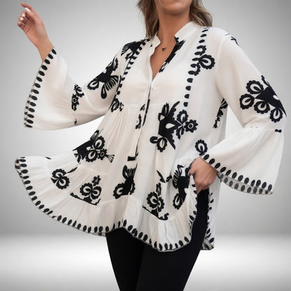 Théodeline — Blusa bohemia con bordados florales