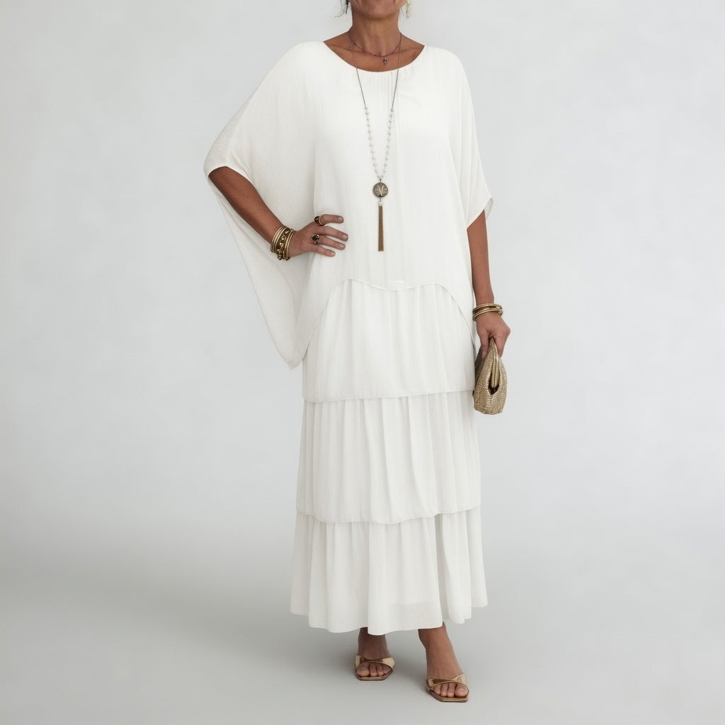 Émeline — Vestido maxi fluido con volantes bohemios