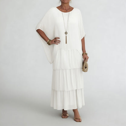 Émeline — Vestido maxi fluido con volantes bohemios