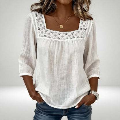 Célindre — Blusa de encaje con cuello cuadrado