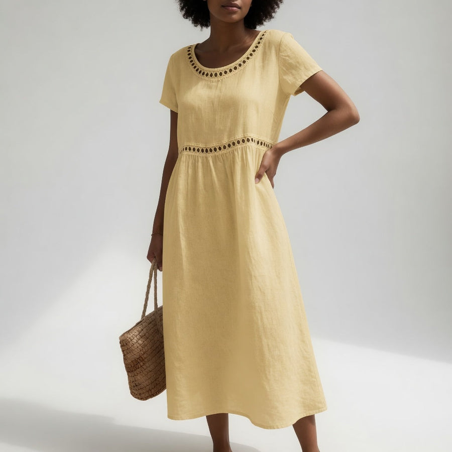 Pernelle — Vestido midi 100% algodón con bordados
