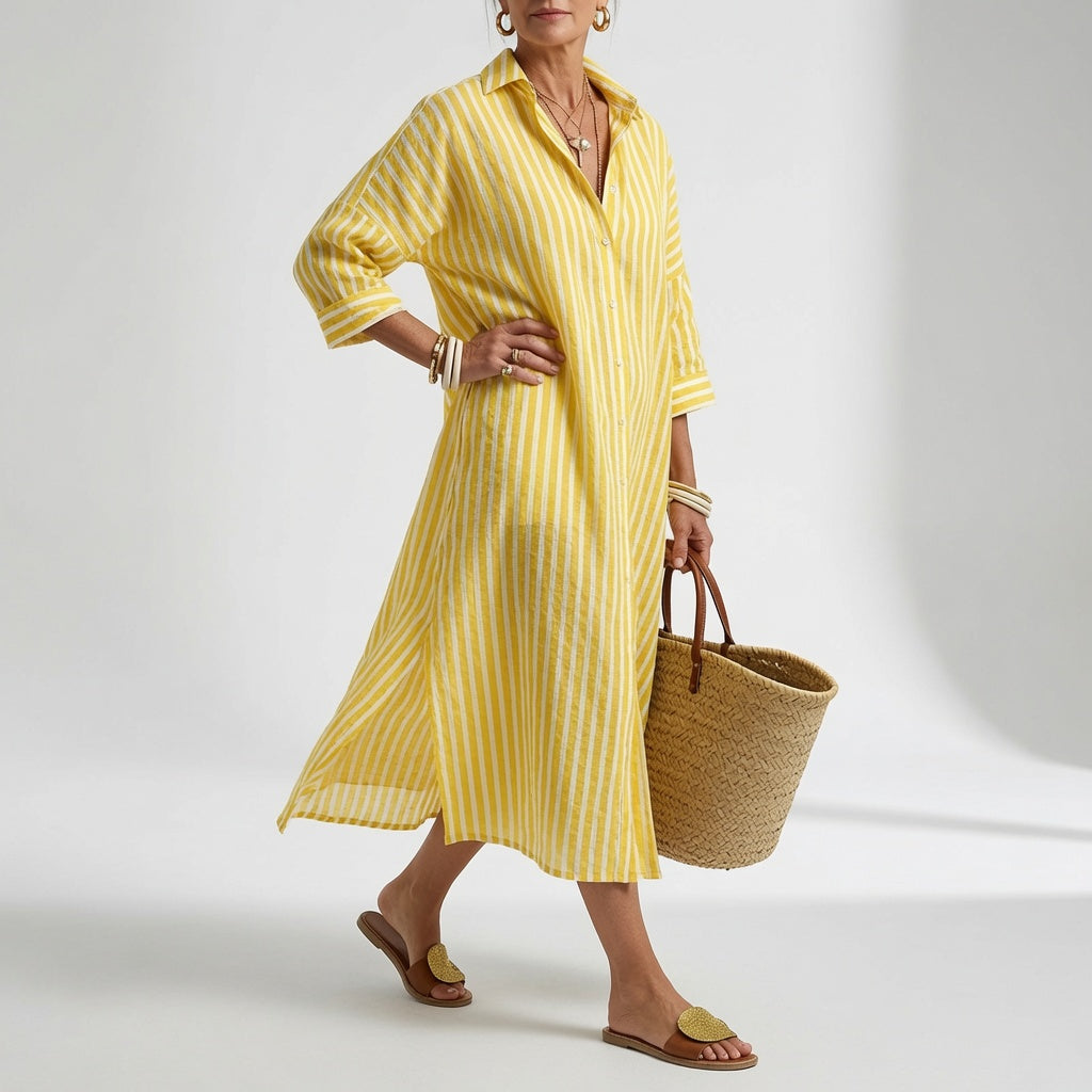 Linévora — Vestido camisero de rayas elegante