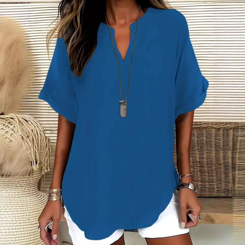 Émilie — Blusa fluida elegante con cuello abierto