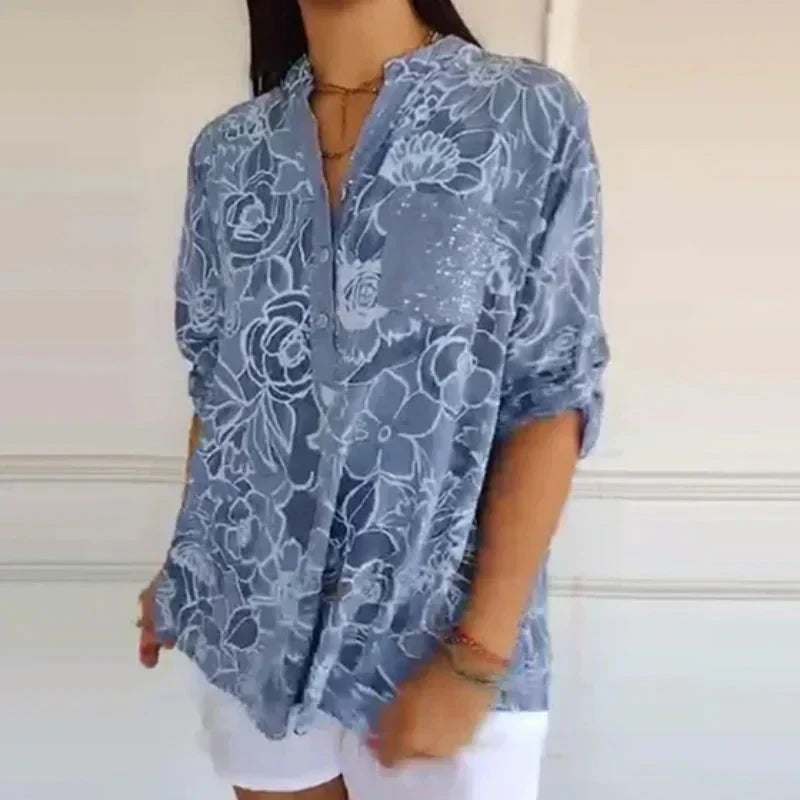 Coralie — Blusa elegante con estampado refinado