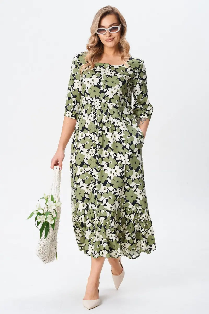 Florine — Vestido midi floral elegante y femenino