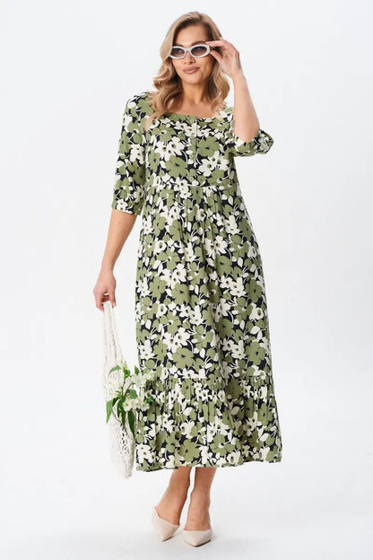Florine — Vestido midi floral elegante y femenino
