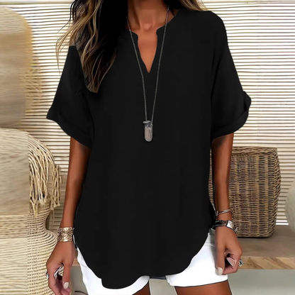 Émilie — Blusa fluida elegante con cuello abierto