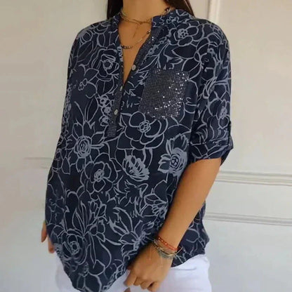 Coralie — Blusa elegante con estampado refinado