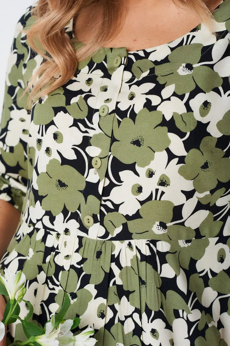 Florine — Vestido midi floral elegante y femenino