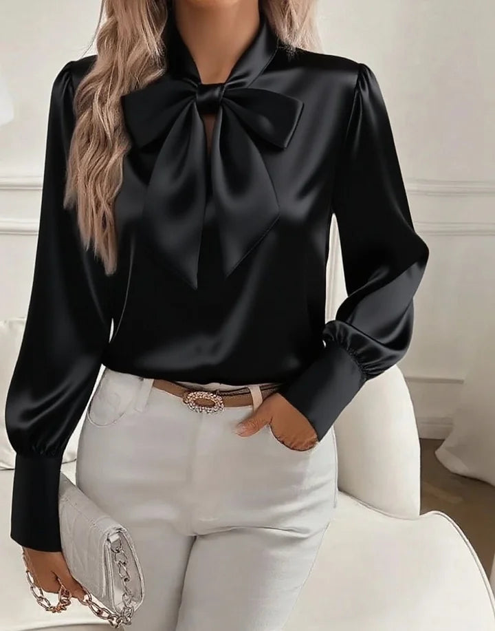 Élodine — Camisa satinada elegante de manga larga