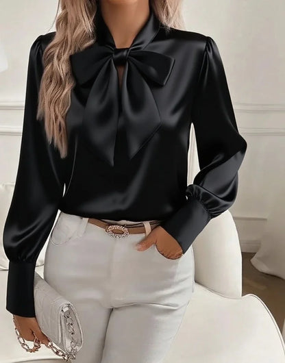 Élodine — Camisa satinada elegante de manga larga