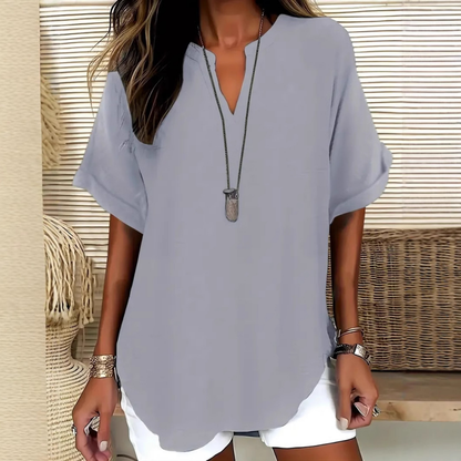 Émilie — Blusa fluida elegante con cuello abierto