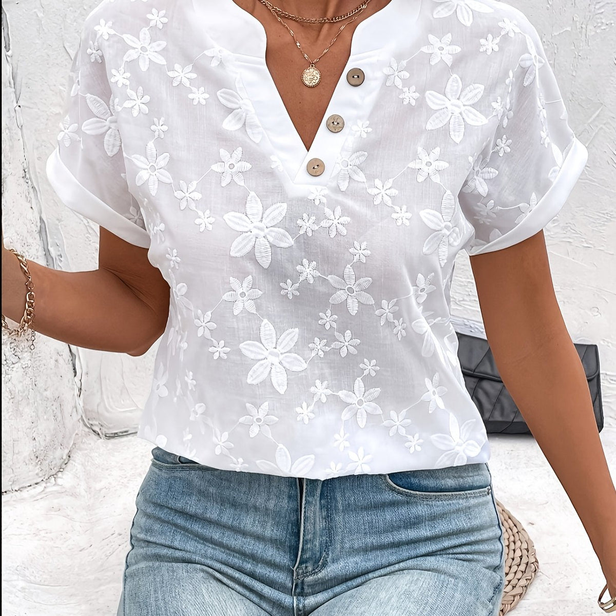 Fleur — Blusa de verano elegante con estampado delicado