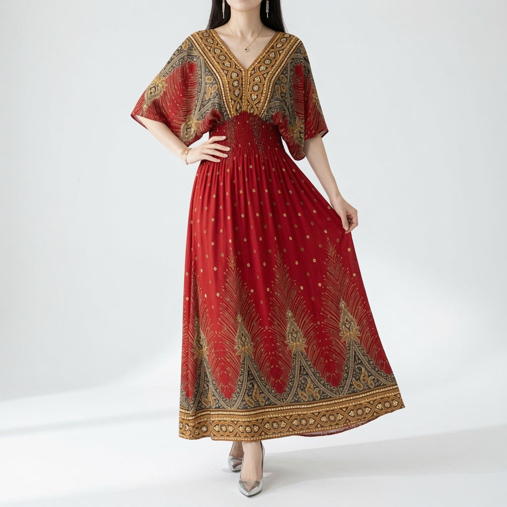 Orientale — Vestido maxi bohemio con estampado étnico