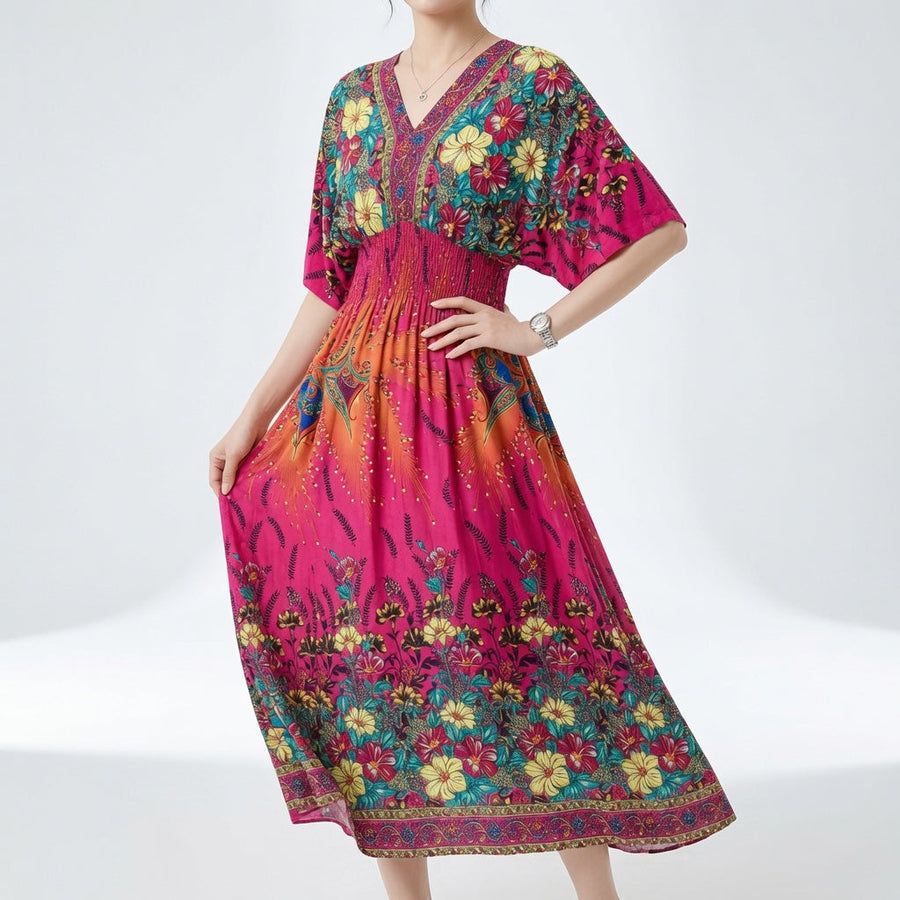 Orientale — Vestido maxi bohemio con estampado étnico