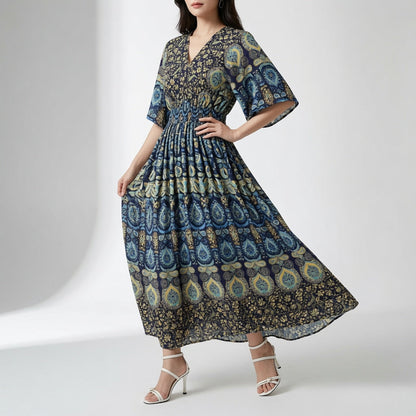 Orientale — Vestido maxi bohemio con estampado étnico