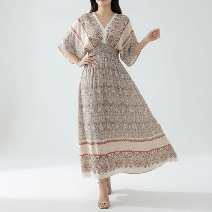 Orientale — Vestido maxi bohemio con estampado étnico