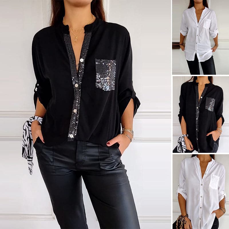 Marina — Top elegante con detalles brillantes