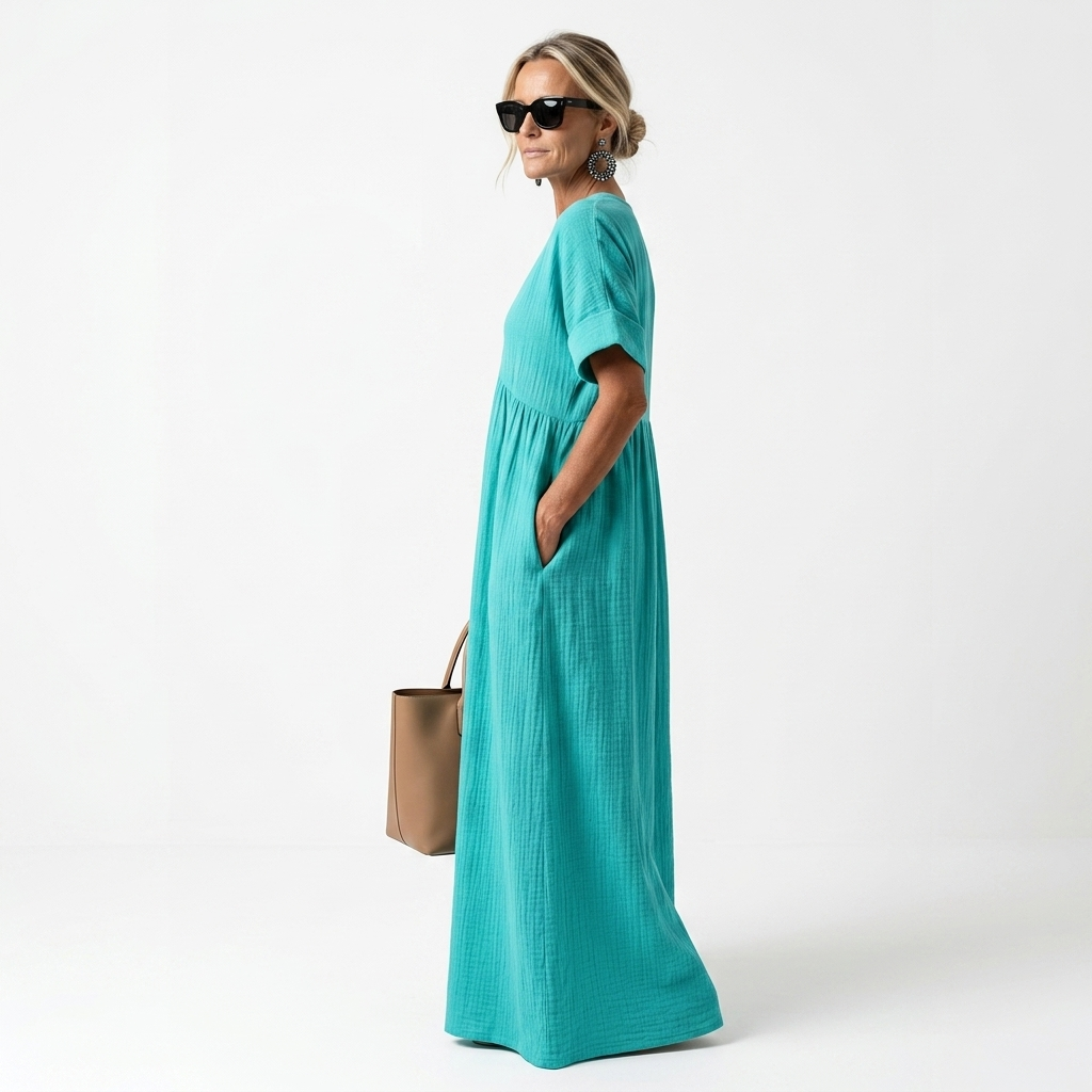 Azurine — Vestido maxi fluido y vibrante