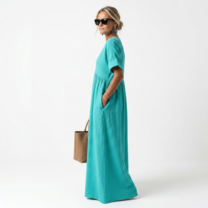 Azurine — Vestido maxi fluido y vibrante