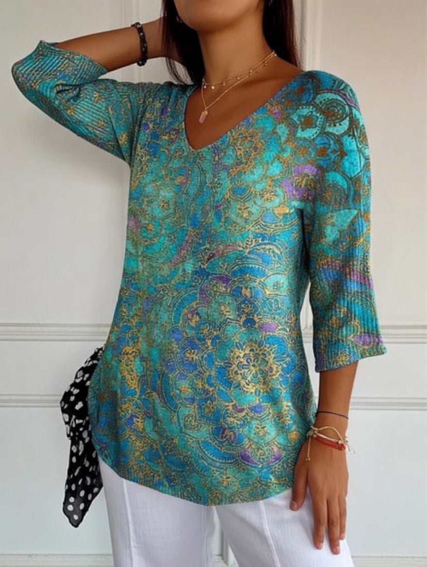 Bérangère — Blusa fluida elegante con estampado refinado