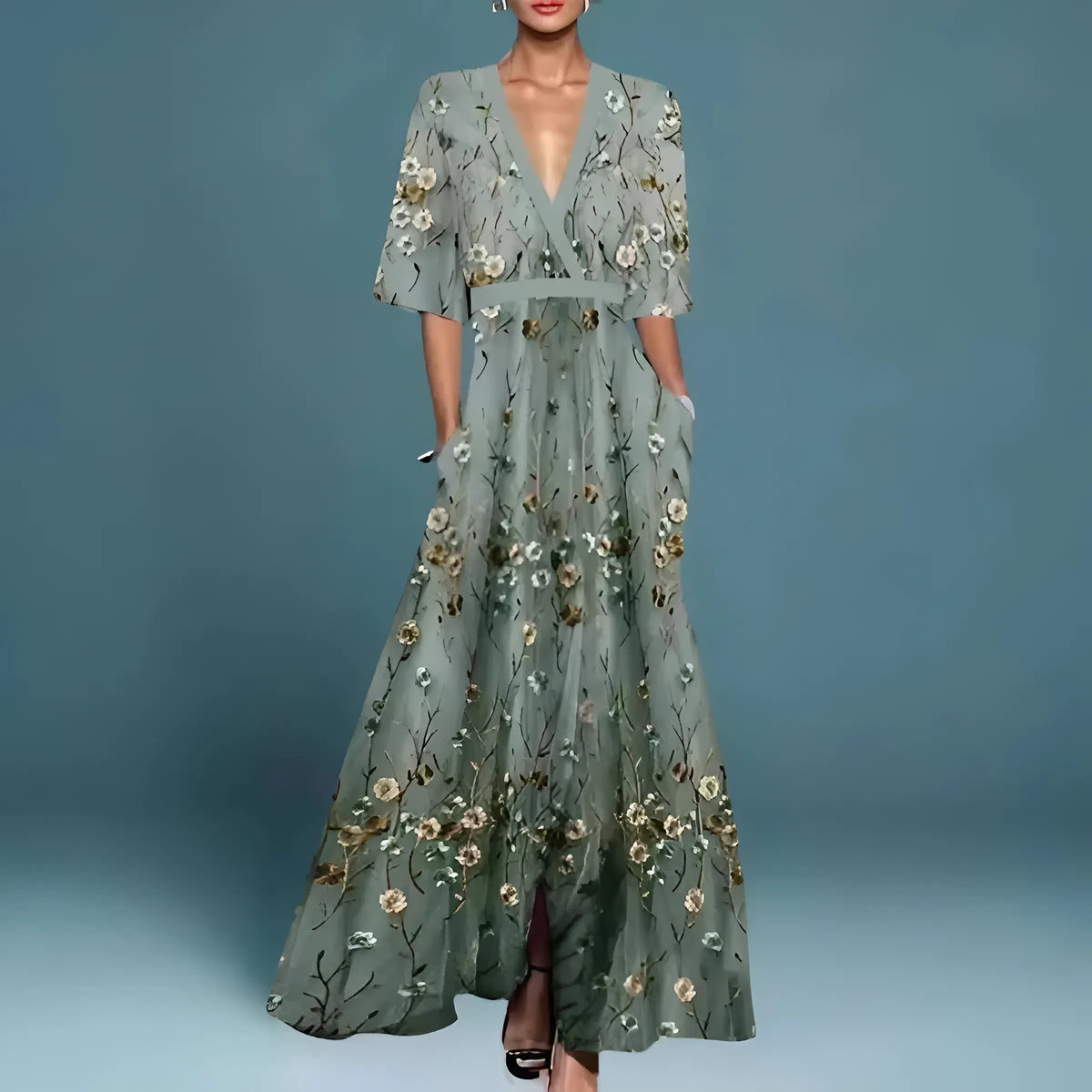 Alessandra — Vestido fluido elegante con escote en V