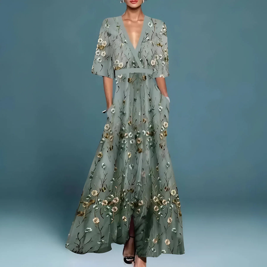 Alessandra — Vestido fluido elegante con escote en V